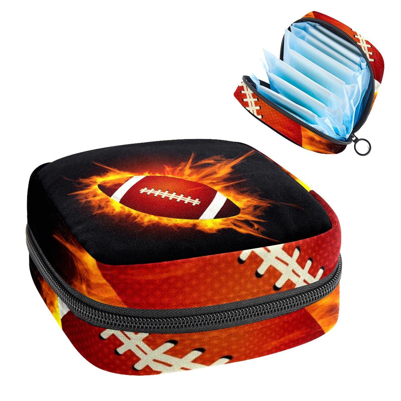 Menstrual Cup Organizer Pouch - Portable Hygienic Storage Bag for Tampons, Pads & Feminine Care - Perfect for Women & Girls - Great for Travel, Gym & School (American Football Design)