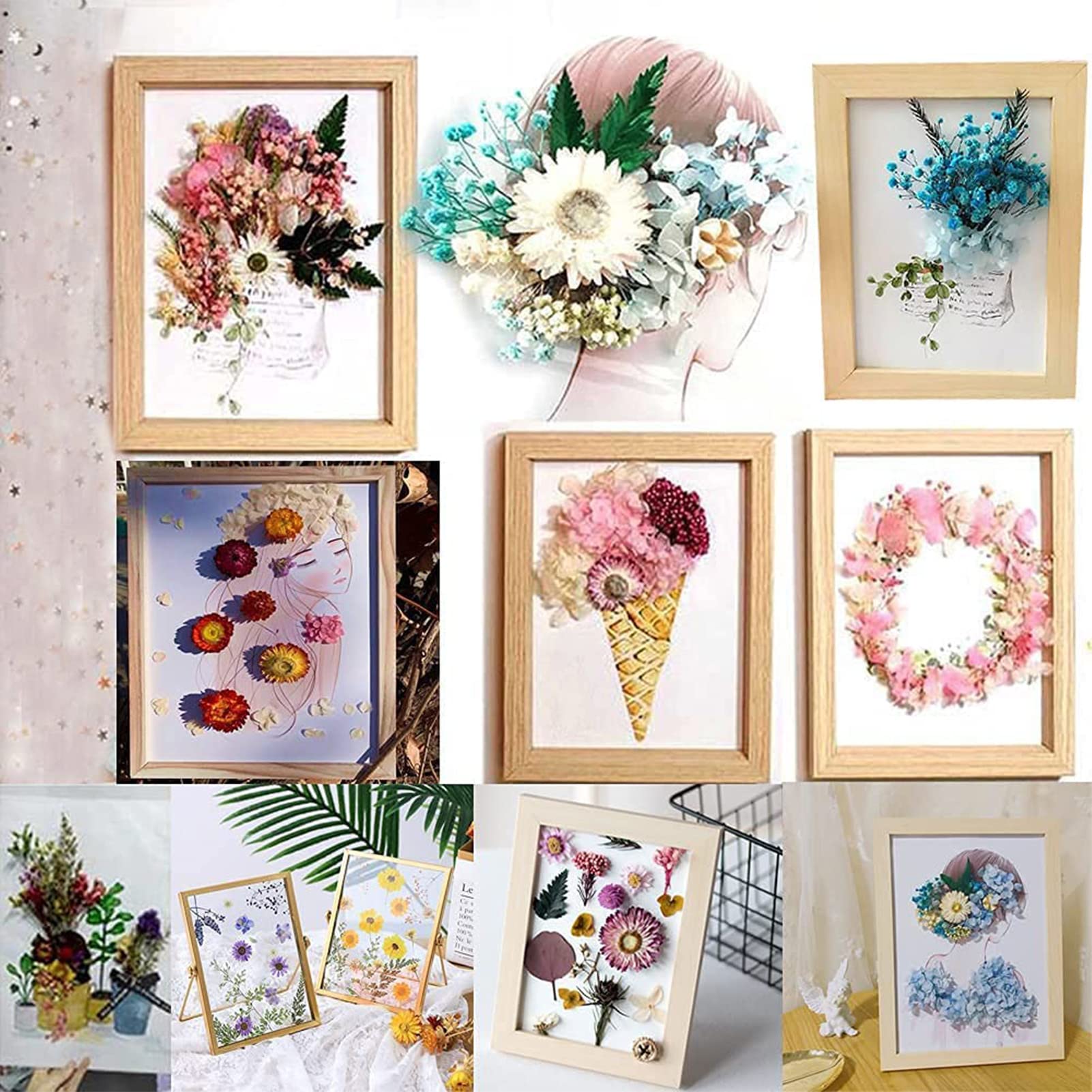 Premium Dried Pressed Flowers for DIY Crafts - Natural Mixed Floral Leaves for Resin Jewelry, Candle Making, Nail Art & Home Decor (White) | Perfect for Wedding Invitations, Scrapbooking & Gift Wrapping