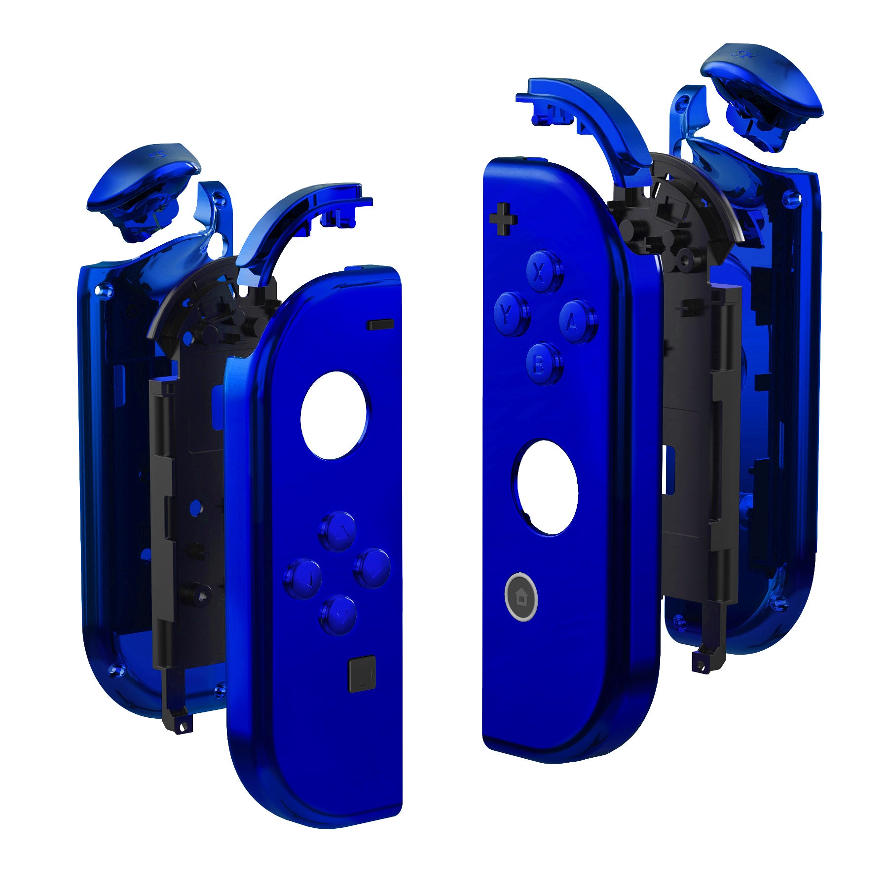 eXtremeRate Chrome Blue JoyCon Shell Replacement Kit for Nintendo Switch & OLED - Full Set Buttons & DIY Housing (Console Not Included) - Perfect for Gaming, Customization & Controller Repair