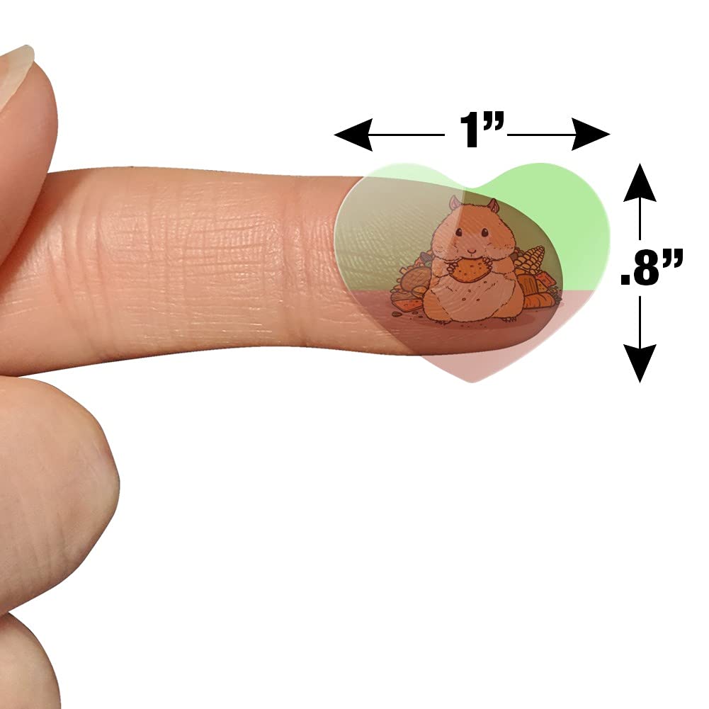 Heart-Shaped Hamster Eating Food Stickers - Cute Planner, Calendar & Scrapbook Decoration for Bullet Journals, DIY Crafts & School Projects
