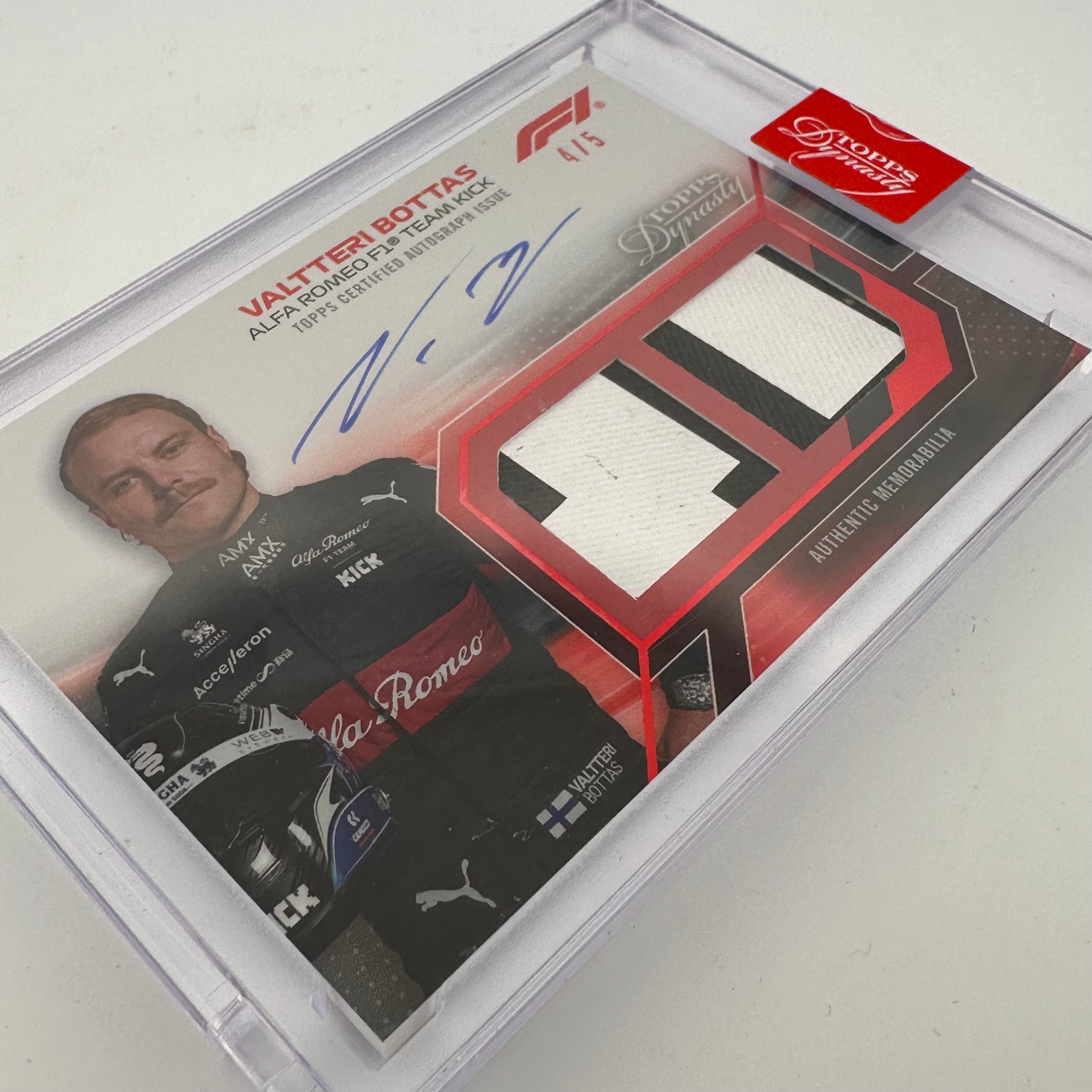 2023 Topps Dynasty Dual Relic Autograph Card - Valtteri Bottas #SDDRA VB (4/5 Red) - Perfect for F1 Collectors, Racing Memorabilia Displays & Sports Card Investments
