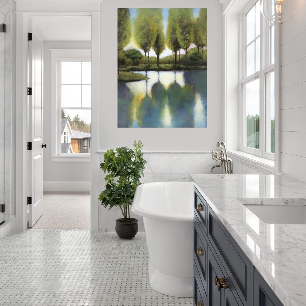 Fine Art Canvas Wall Decor - Trees in Reflection by Artist Williams - 32x43 Inches - Ready to Hang for Living Room, Bedroom, Office - Perfect for Home & Office Decor