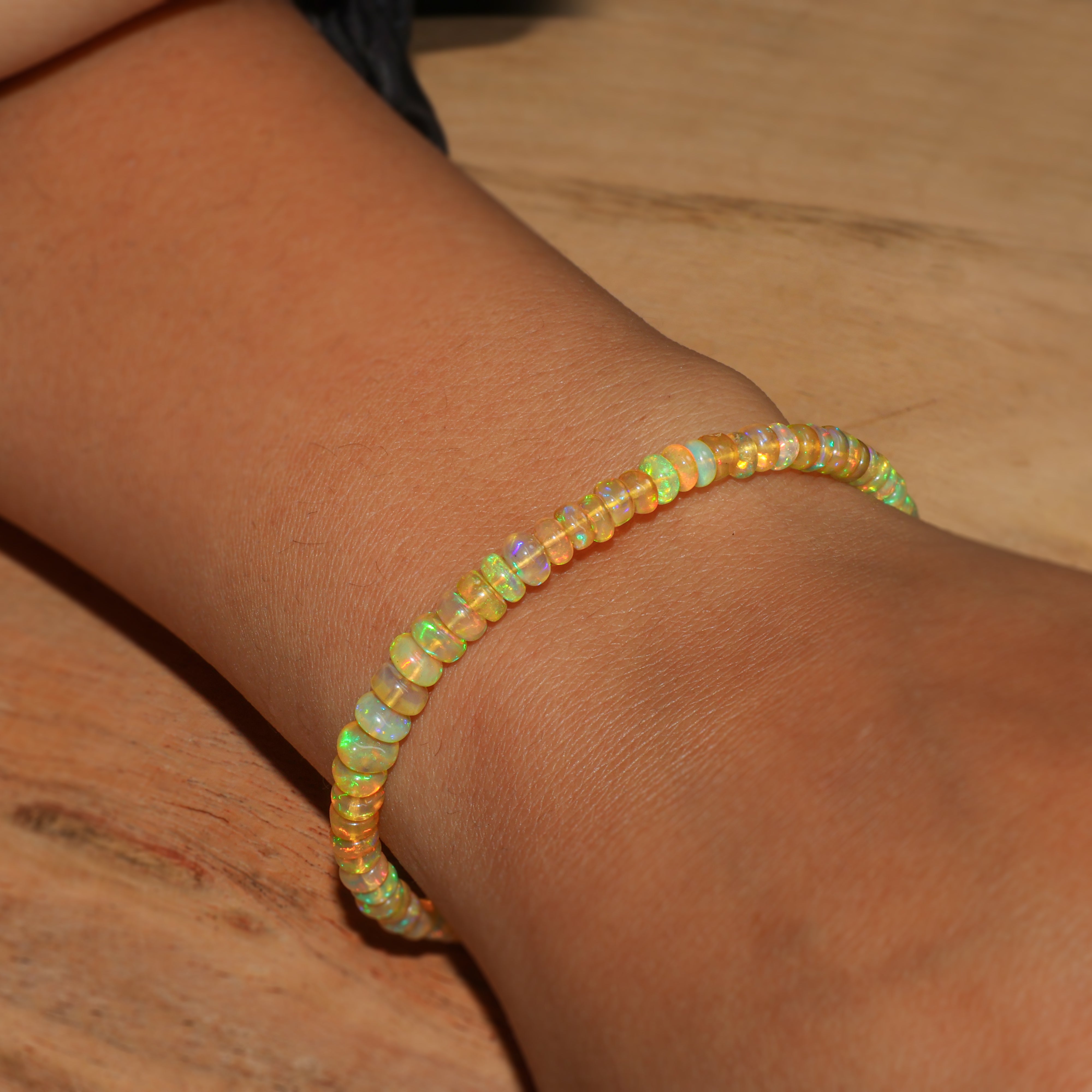 Natural Yellow Opal 4-5mm Plain Beaded Handmade Bracelet - Boho Chic Jewelry for Women, Gift for Her, Yoga & Meditation Accessory
