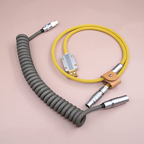 Premium Handmade Coiled USB C Cable - Custom Mechanical Keyboard Cable with Aviator Connector | Compatible with Type-C, Micro USB & Mini USB | Perfect for Gaming Setups, Office Workstations & Mechanical Keyboard Enthusiasts