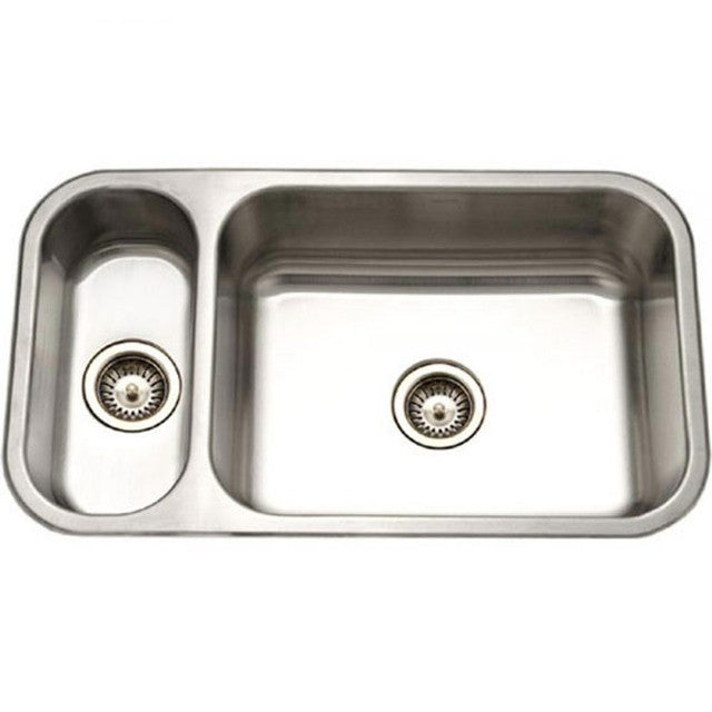 Houzer Elite Series 31 Stainless Steel Undermount Double Bowl Kitchen Sink - 80/20 Split, Small Left Bowl for Compact Kitchens | Durable & Stylish for Modern Homes