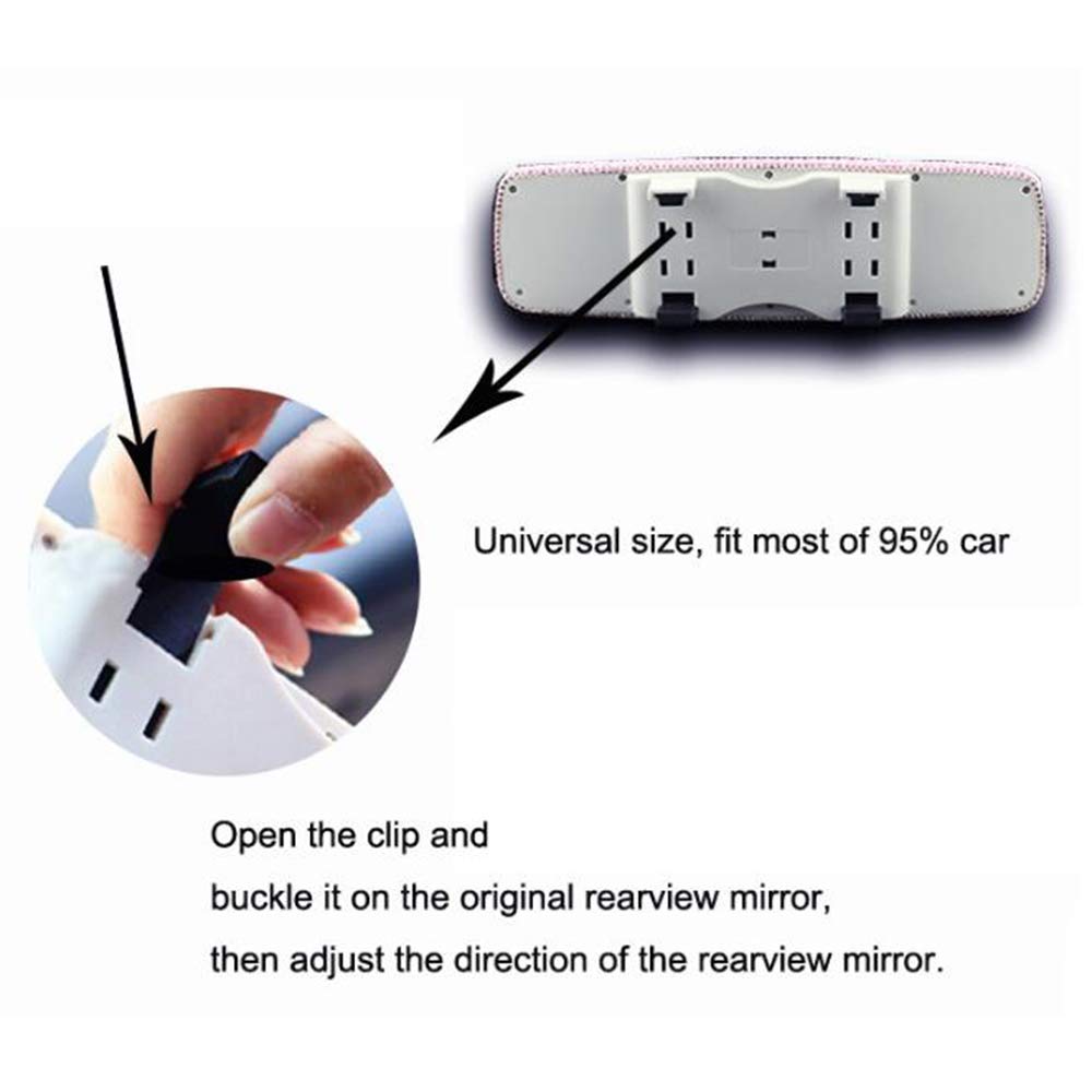 Crystal Diamond Car Rear View Mirror Decoration - White | Elegant Interior Accessory for Cars, SUVs & Trucks | Perfect for Gifts & Customization