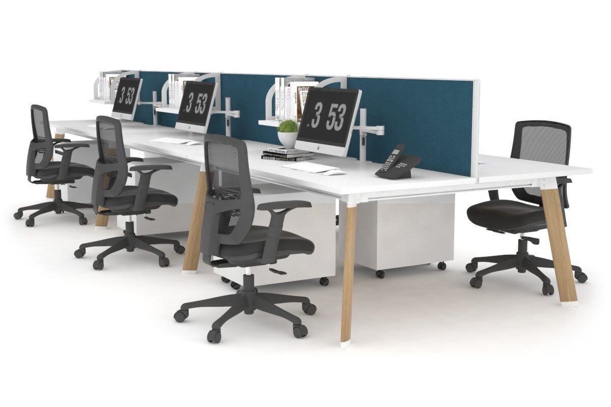 6-Person Wooden Workstation with Cable Management - 1400L x 800W Switch Office Desk for Team Collaboration | Perfect for Open Office Spaces & Conference Rooms