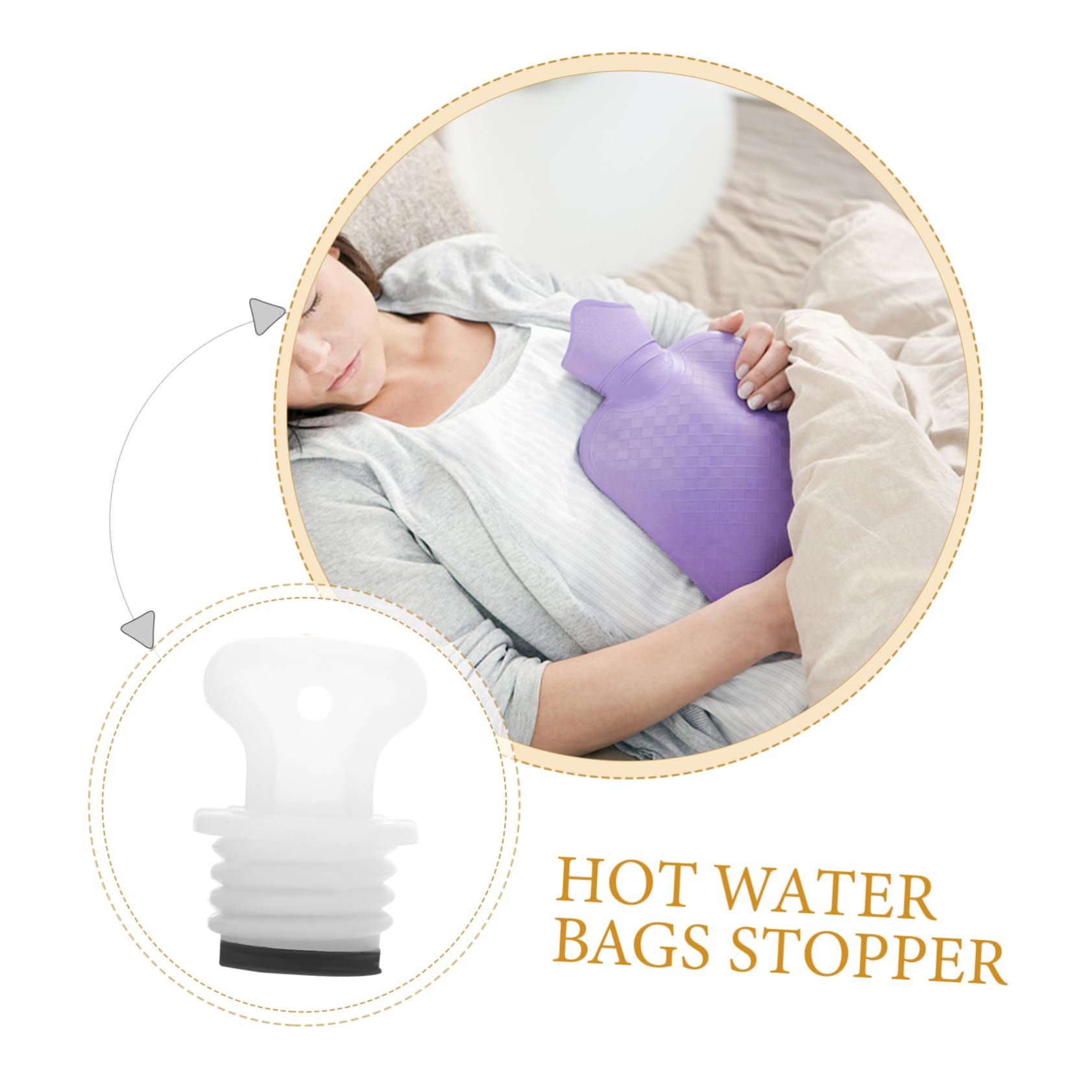 2-Pack Reusable Silicone Hot Water Bottle Stoppers - Leak-Proof Lid Cover for Kettles, Thermos & Hot Bags - Perfect for Travel, Camping & Home Use
