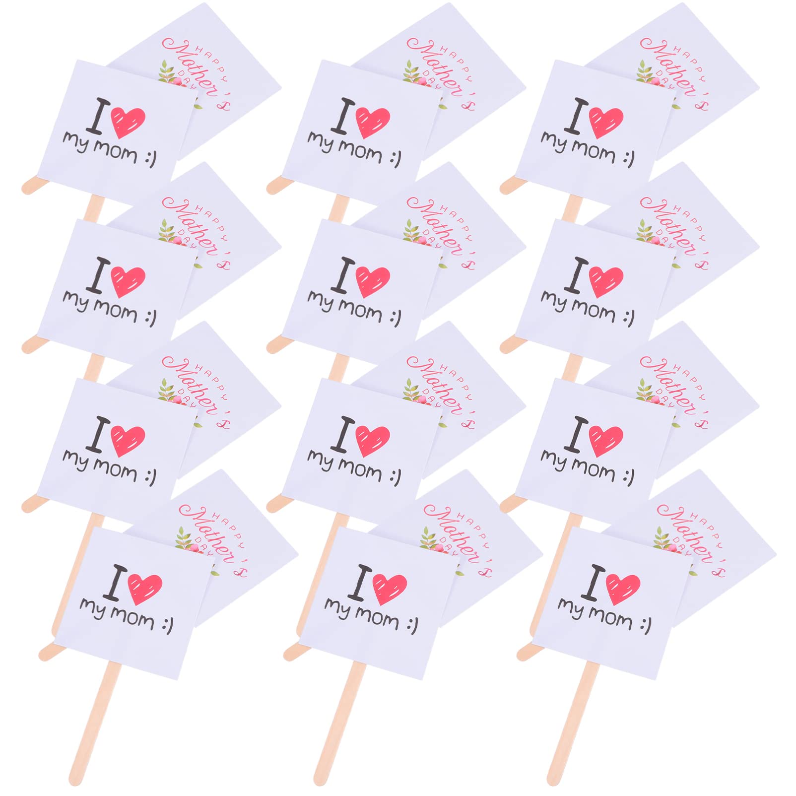 25pcs Happy Mother's Day Cupcake Toppers - I Love My Mom Cake Decorations for DIY Baking, Birthday Parties & Special Celebrations - Perfect for Mother's Day, Mom's Birthday & Family Gatherings
