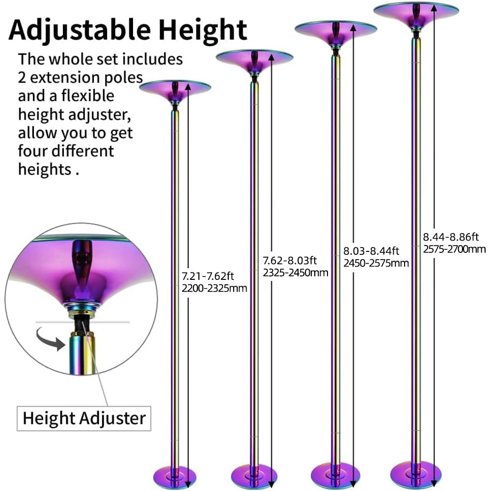 45mm Spinning Portable Dance Pole for Home & Studio - Extendable Pole Dancing Fitness Equipment for Bedroom, Living Room & Gym