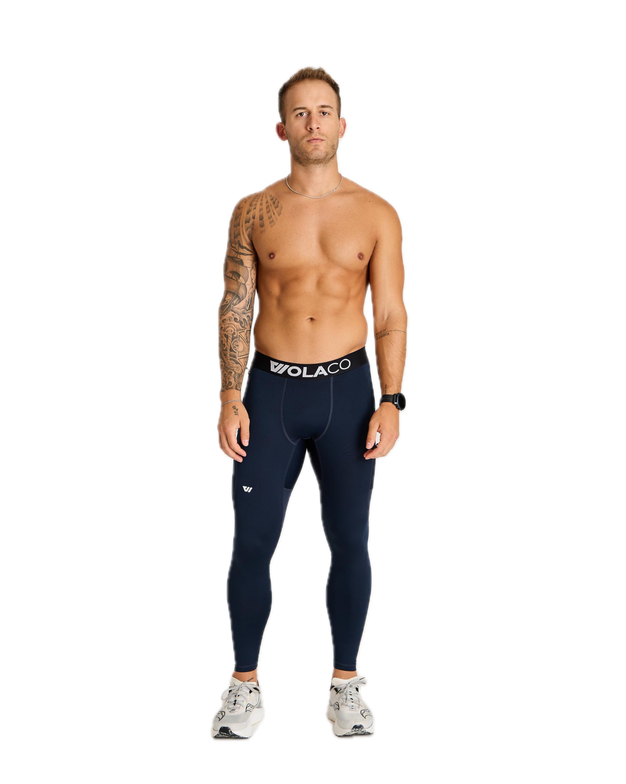 WOLACO Fulton Compression Pants for Men - Athletic Baselayer Running Tights with Moisture Wicking & Muscle Support - Perfect for Gym, Jogging & Cold Weather Workouts