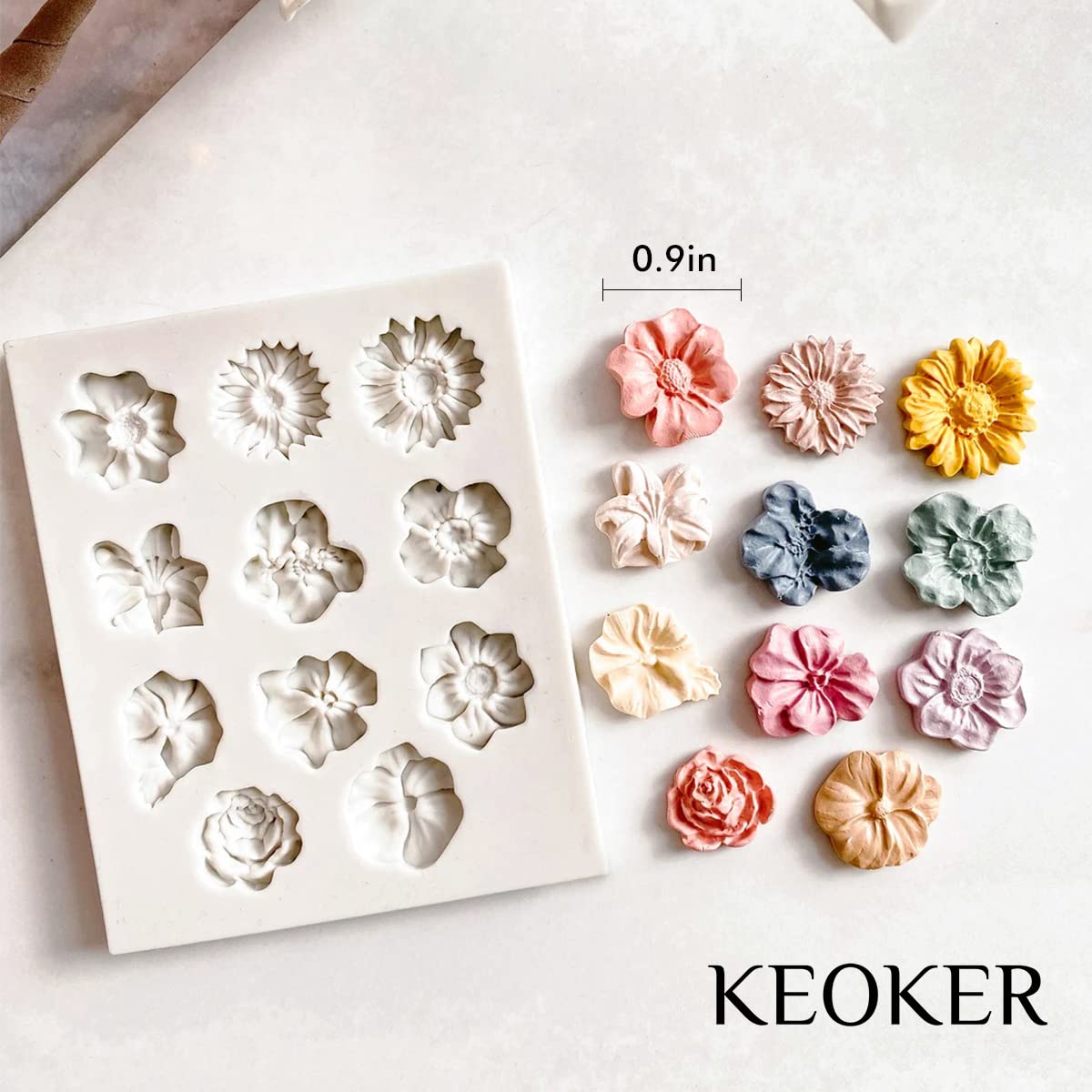 Keoker Medium Flower Polymer Clay Molds - 1 Piece for DIY Jewelry Making, Earrings Decoration & Craft Projects - Perfect for Handmade Earrings, Pendants & Resin Art Creations