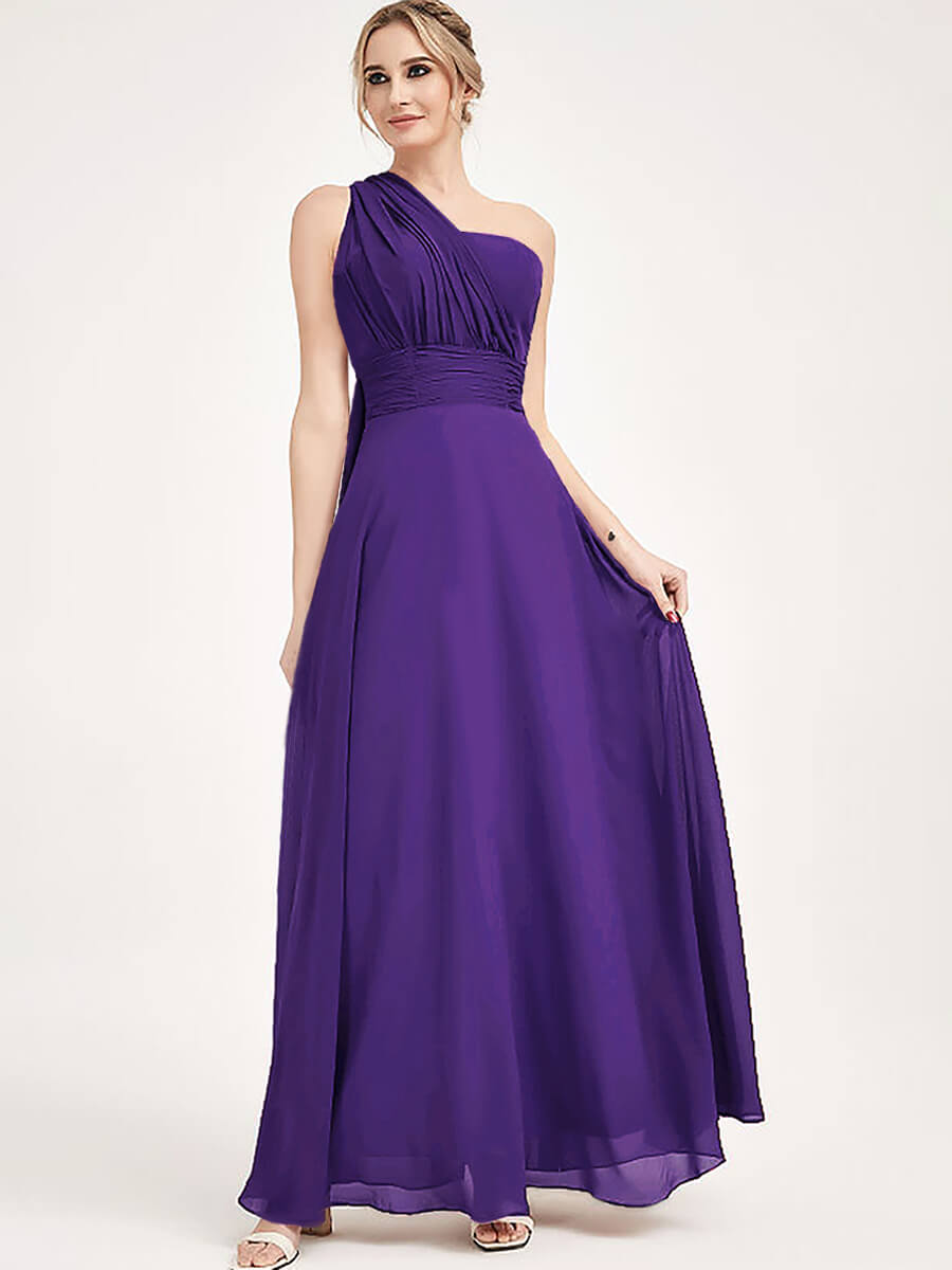 Elegant Convertible Chiffon Bridesmaid Dress - Wrap Style Royal Purple Maxi Gown for Weddings, Parties & Formal Events | Perfect for Bridal Shower, Evening Galas & Special Occasions