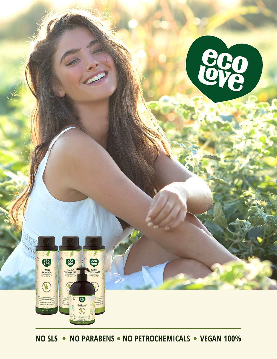 EcoLove Organic Cucumber Extract Shampoo, Conditioner & Body Wash Set - SLS & Paraben Free, Vegan & Cruelty-Free - Gentle for Babies 6+ Months - Hydrating Hair & Skin Care for Daily Family Use