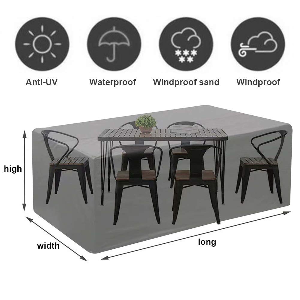 Premium Waterproof Oxford Fabric Garden Furniture Covers 123x123x74cm - Heavy Duty Tear Resistant Outdoor Patio Table and Chair Set Protectors for All Weather Use - Ideal for Backyard, Deck, and Poolside Furniture Protection
