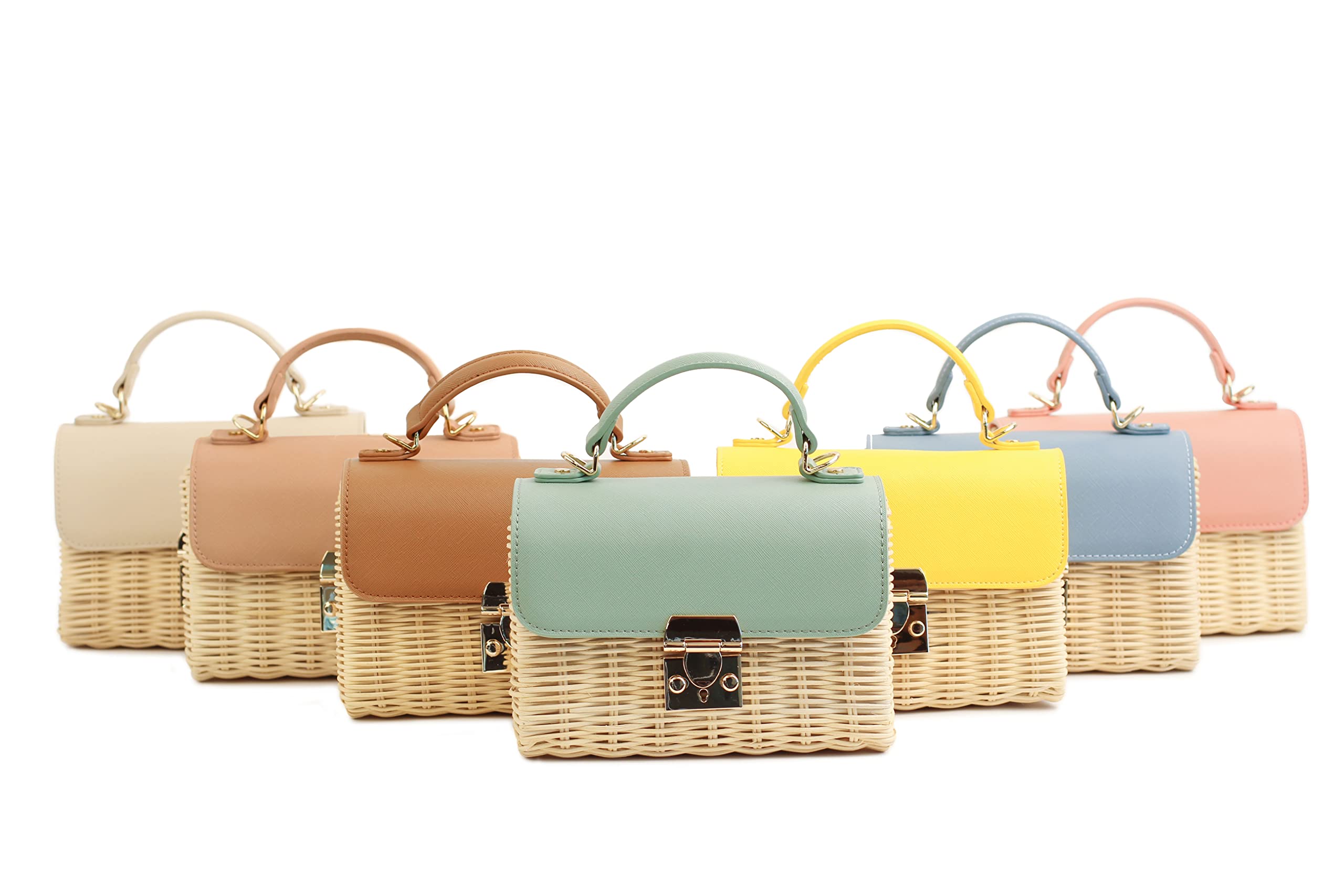Madison West Women's Madeline Crossbody Bag - Sunbleached Straw Top Handle Satchel for Summer, Beach, Travel & Everyday Use