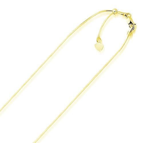 14K Yellow Gold Adjustable Snake Chain Necklace - 0.85mm Thin, 22 Inch Length - Perfect for Layering, Gift Giving & Everyday Elegance
