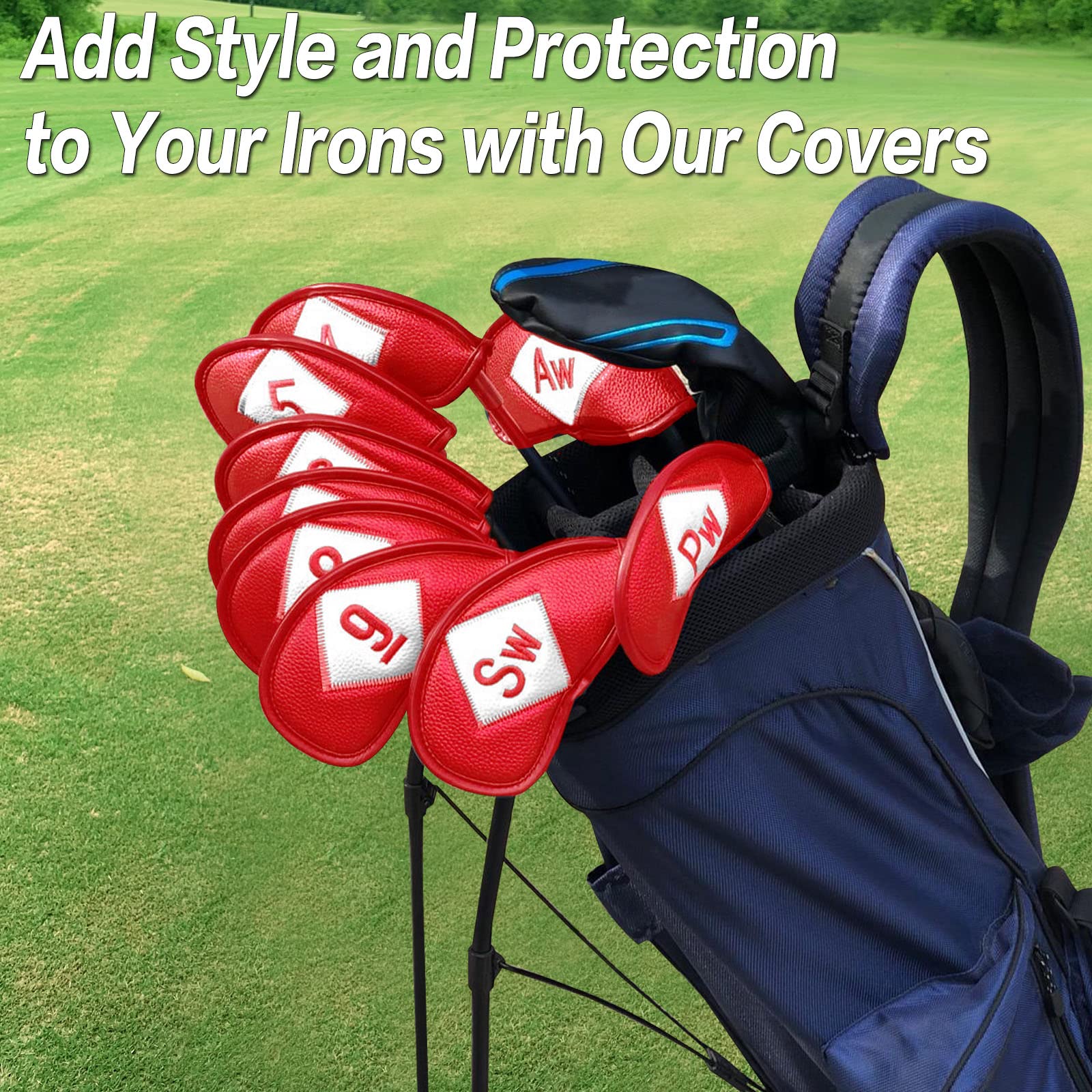 Premium 12-Piece Synthetic Leather Golf Iron Head Covers Set - Universal Fit for Most Iron Clubs - Durable Club Protection with Elegant Design - Perfect Golf Gift for Men & Women (Ideal for Course Play, Travel & Club Storage)
