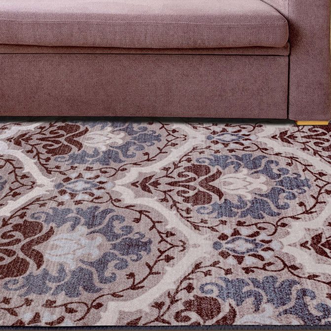 Chloe Floral Damask Non-Slip Washable Indoor Area Rug - Soft Living Room Carpet, Bedroom Runner for Home Decor