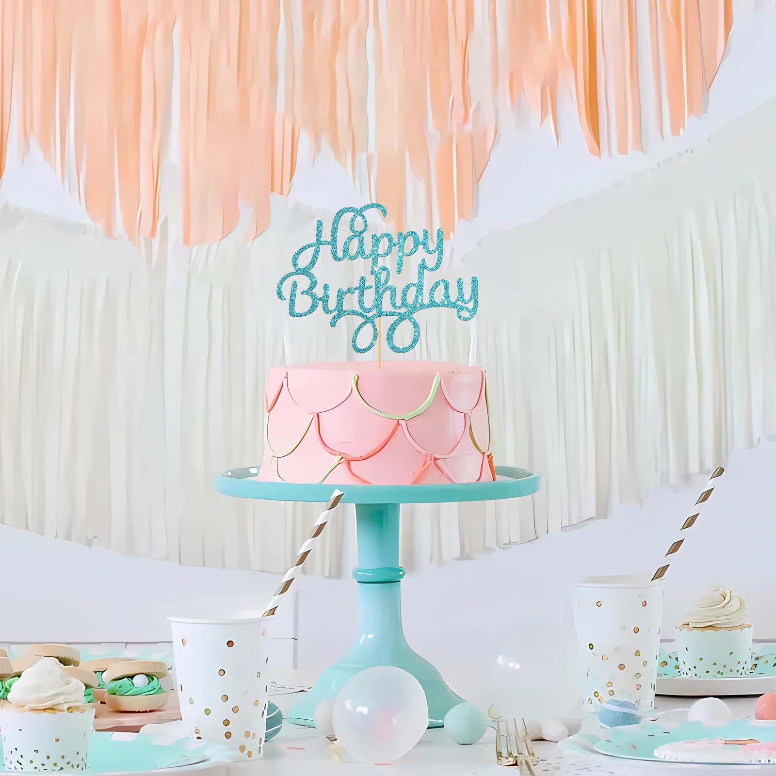 Blue Glitter Happy Birthday Cake Topper - Premium Party Decor for Birthday Cakes, Cupcakes & Desserts | Perfect for Birthday Parties, Baby Showers & Celebrations