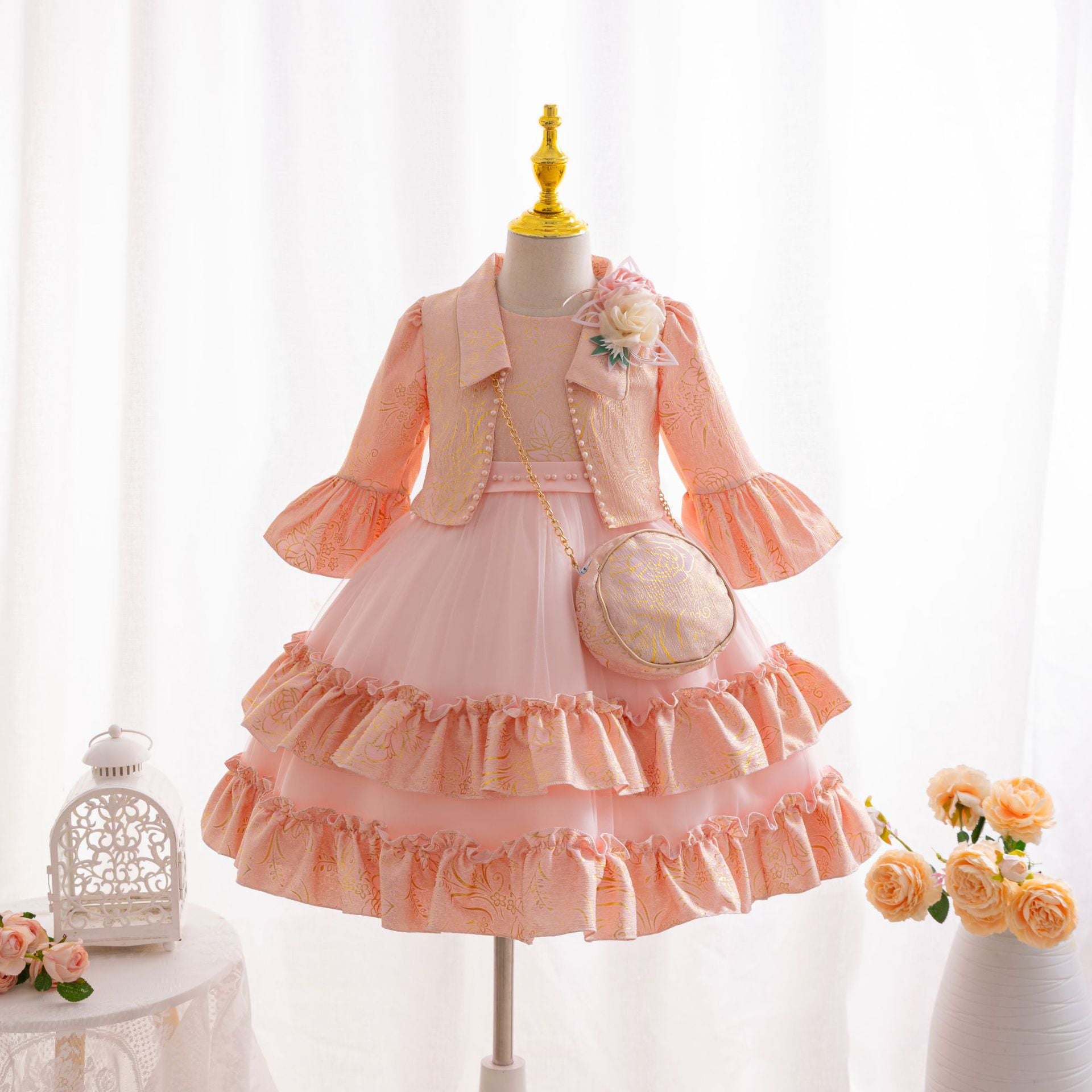 Elegant Girls' First Communion Dress Set - 3-Piece Princess Birthday Party Gown for Special Occasions | Perfect for Church Ceremonies, Baptisms & Formal Events