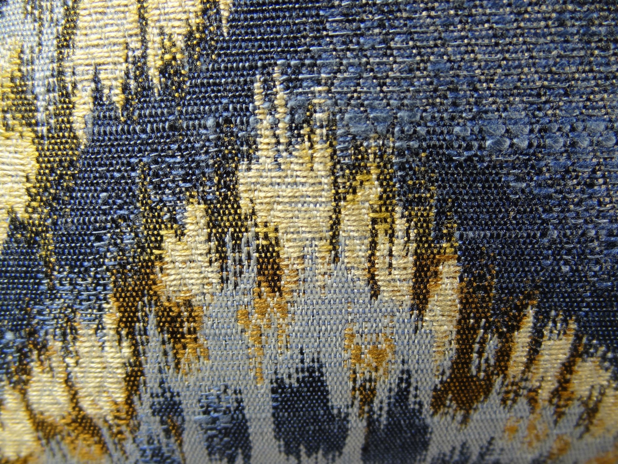 Handmade Designer Zig Zag Ikat Throw Pillow - Navy Blue Tan Indigo Wavy Pattern Accent Pillow - Modern Home Decor - Made in USA (11082) | Perfect for Sofa, Bed & Living Room Decor