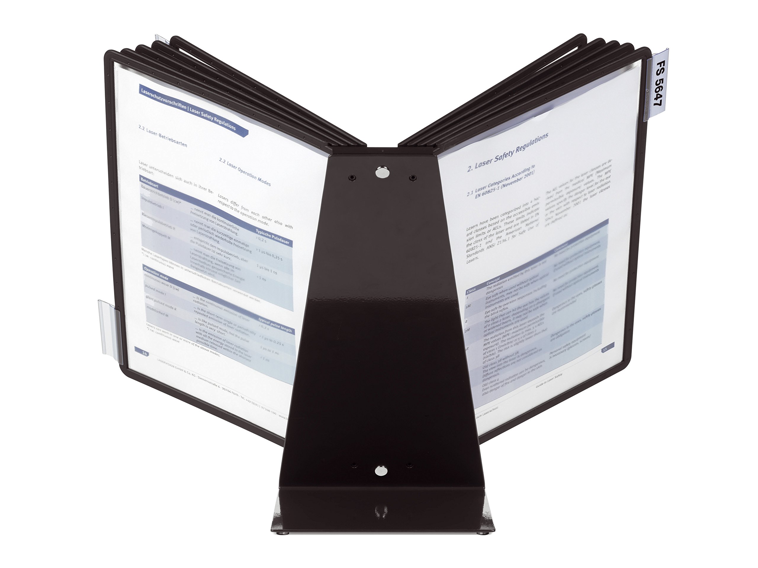 Durable Vario Table 10 557001 A4 Catalog Display Stand - 10 Adjustable Tabletop Panels for Retail Stores, Black | Perfect for Product Showcase, Trade Shows & Office Presentations