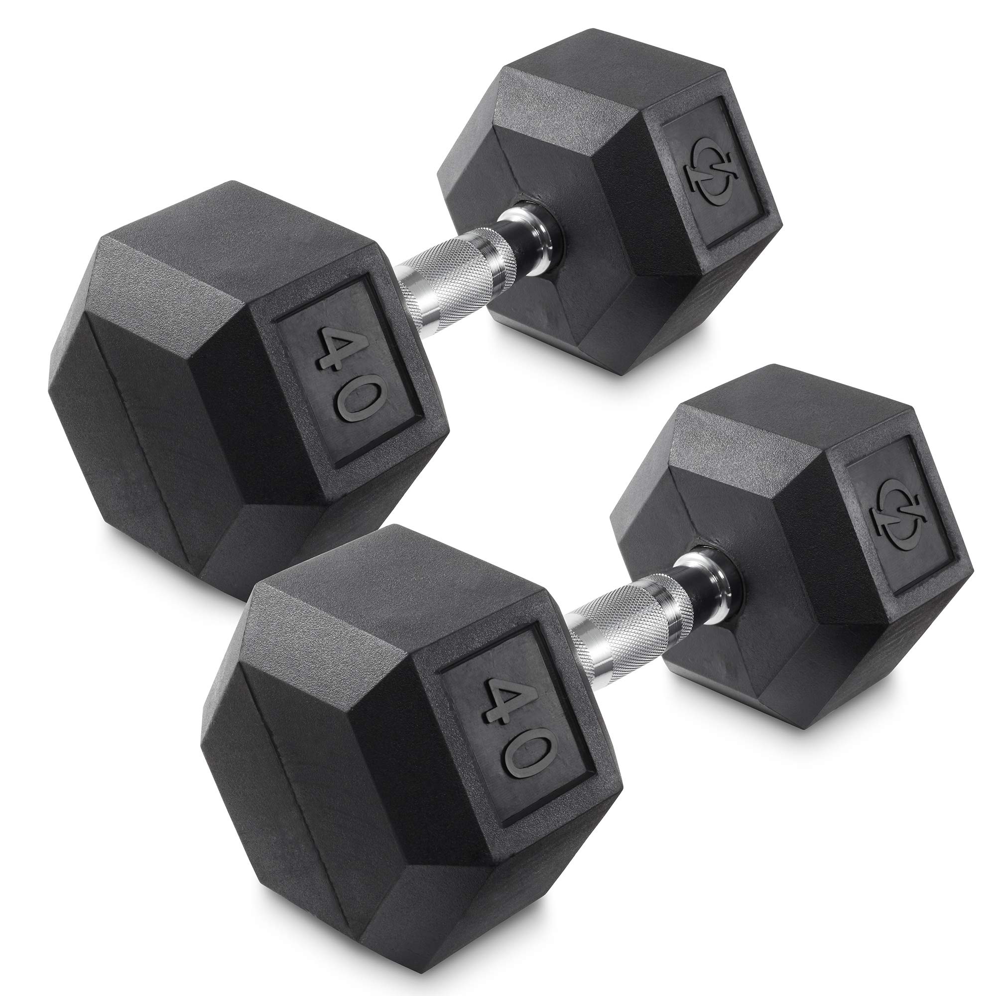 Philosophy Gym Rubber Coated Hex Dumbbell Set - 5-50lb Pairs for Strength Training, Home Gym & CrossFit Workouts | Non-Slip Grip, Durable Rubber Coating | Perfect for Weightlifting, HIIT & Functional Fitness
