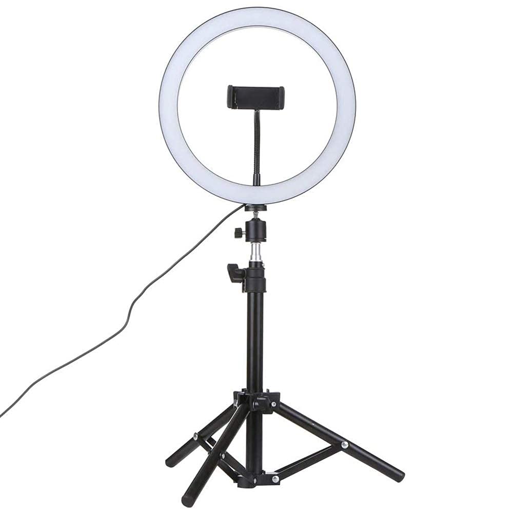NZDY 10 Inch LED Selfie Ring Light with Adjustable Tripod - 360° Rotatable, 3 Color Modes, 10 Brightness Levels, USB Powered for Makeup, YouTube Videos & Live Streaming