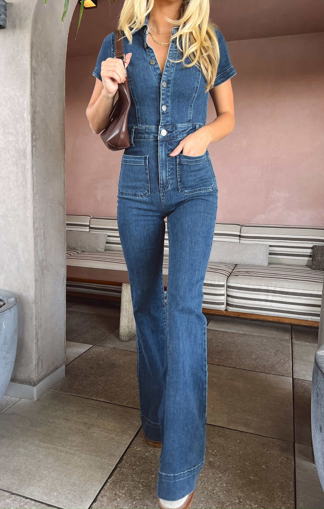 Everhart Jumpsuit for Women - Stylish Lunar Blue One Piece Romper | Perfect for Casual Outings, Beach Vacations & Summer Fashion