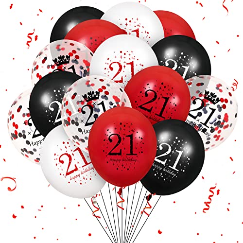 Red Black 21st Birthday Balloons