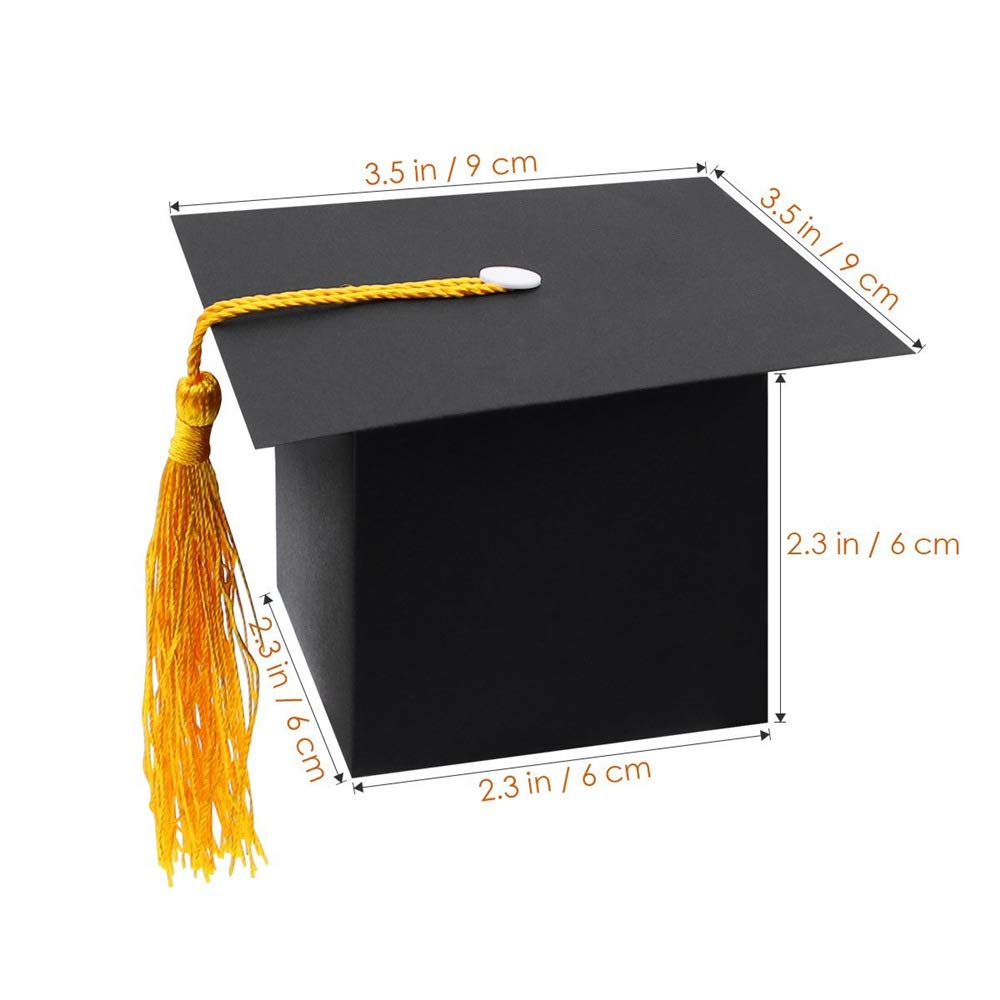 GREATLOVE Graduation Cap Decorations - 10PCS Black Graduation Gift Box with Chocolates | Perfect for Graduation Parties, Christmas Gifts & Kids Celebrations