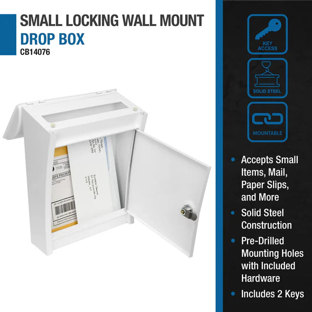 Barska CB14076 Secure Wall Mount Mail Dropbox with Locking Flap - Perfect for Home, Office & Apartment Package Delivery Protection