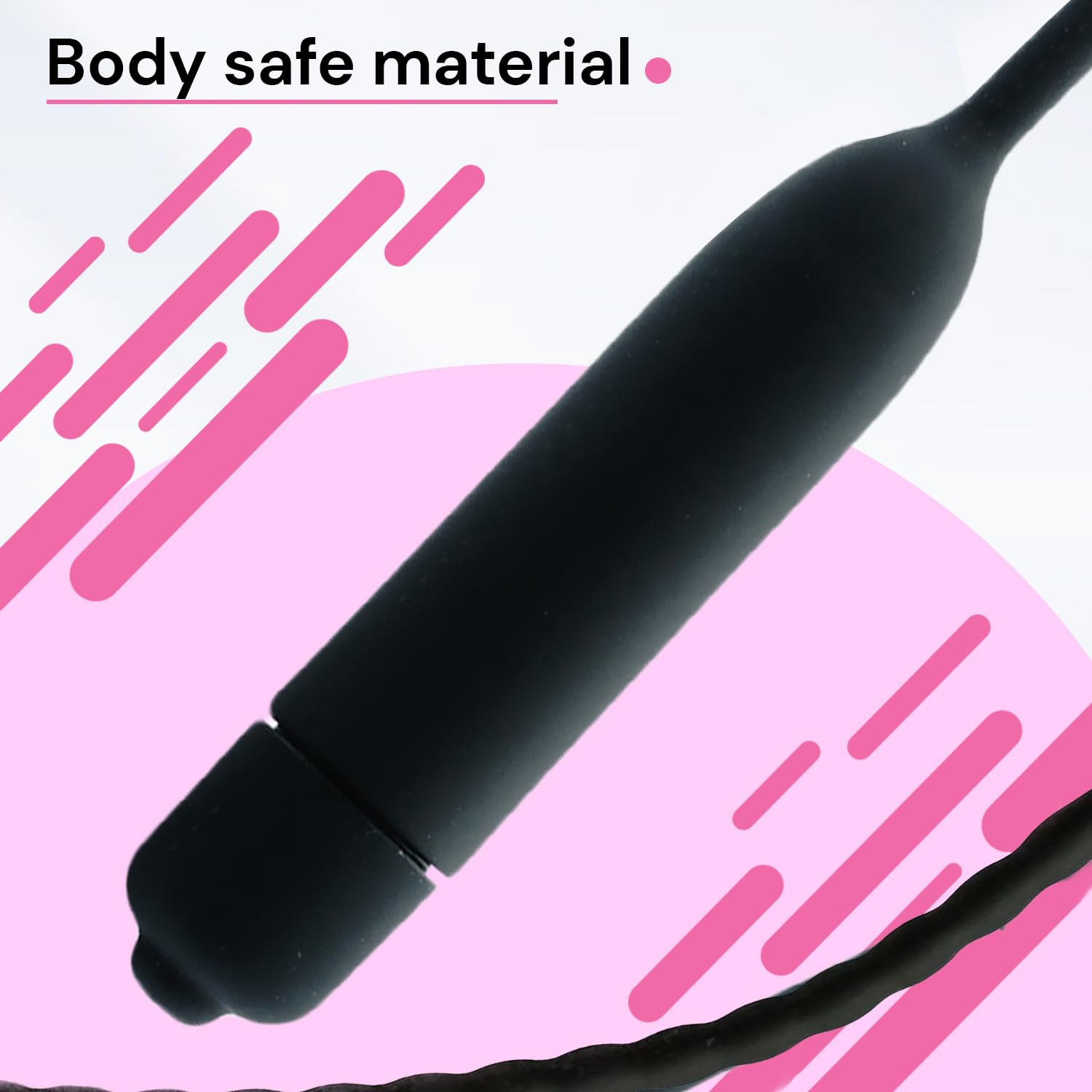 25.5cm Silicone Urethral Plug Penis Vibrator for Men - Black, 0.6cm Diameter, Single Frequency Vibrating Urethral Sounding Toy (Great for Solo Play & BDSM Scenes)
