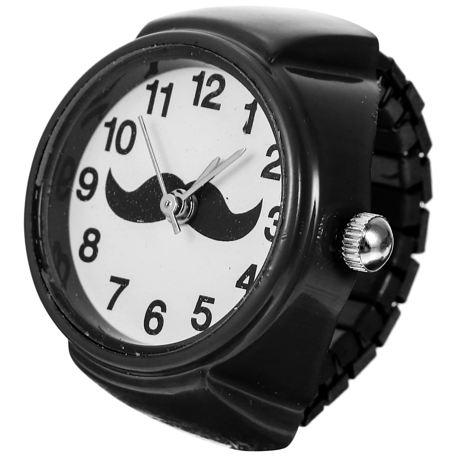 Vintage Finger Ring Watch for Women & Men - Stylish Party & Fashion Accessory - Perfect for Father's Day, Gifts & Special Occasions (Black)
