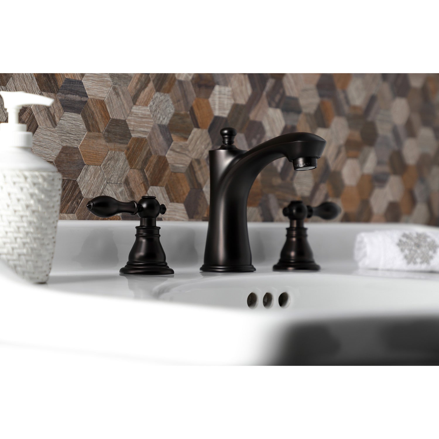 American Classic KB7965ACL Oil Rubbed Bronze Widespread Bathroom Faucet - 2 Handle 3 Hole Deck Mount with Pop Up Drain - Perfect for Modern Bathroom Vanities and Powder Rooms