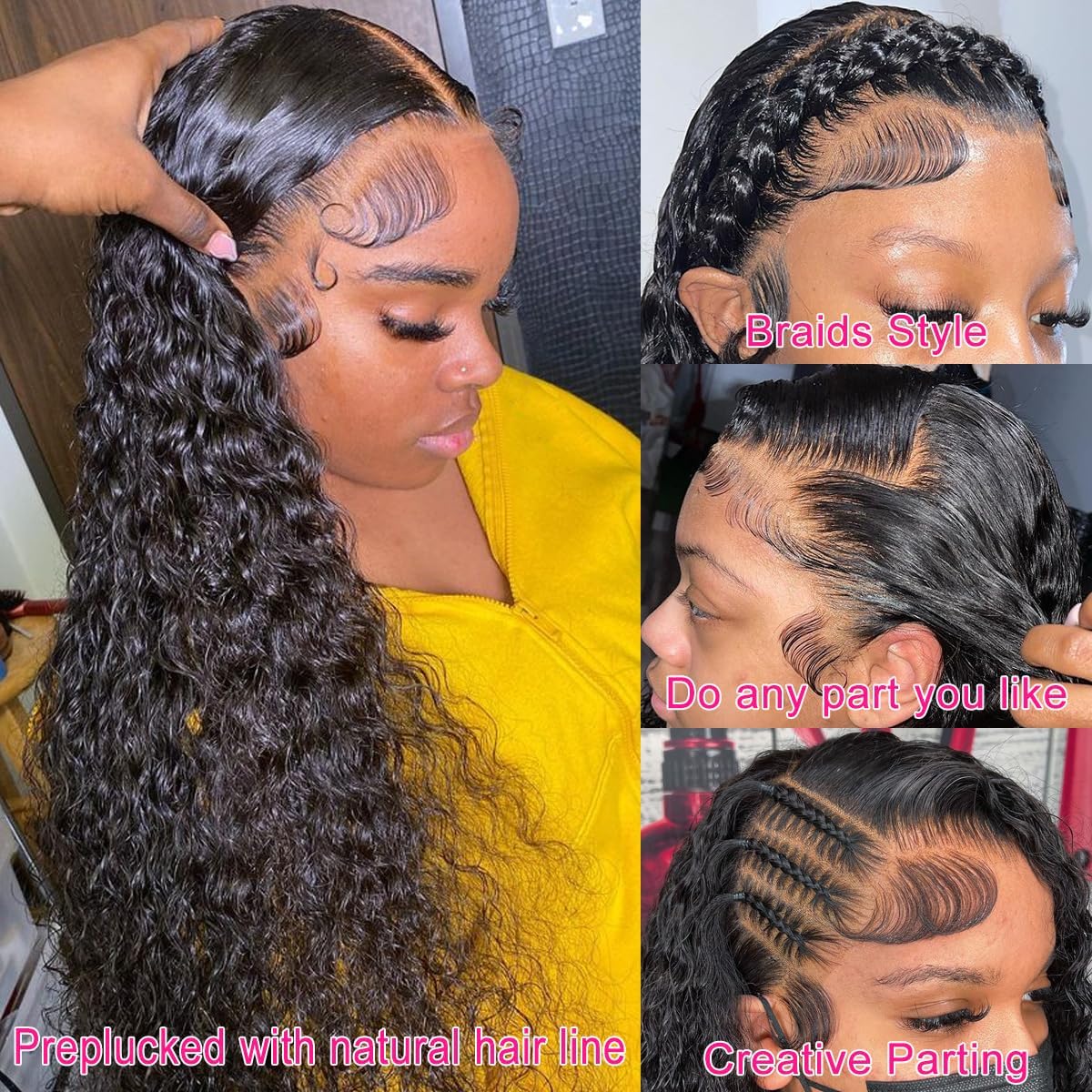 Keshon 13x5 Deep Wave Lace Front Wigs Human Hair 200% Density Pre Plucked HD Transparent Full Lace Frontal Wig with Baby Hair - Natural Color 28 Inch | Perfect for Daily Wear, Cosplay & Special Occasions