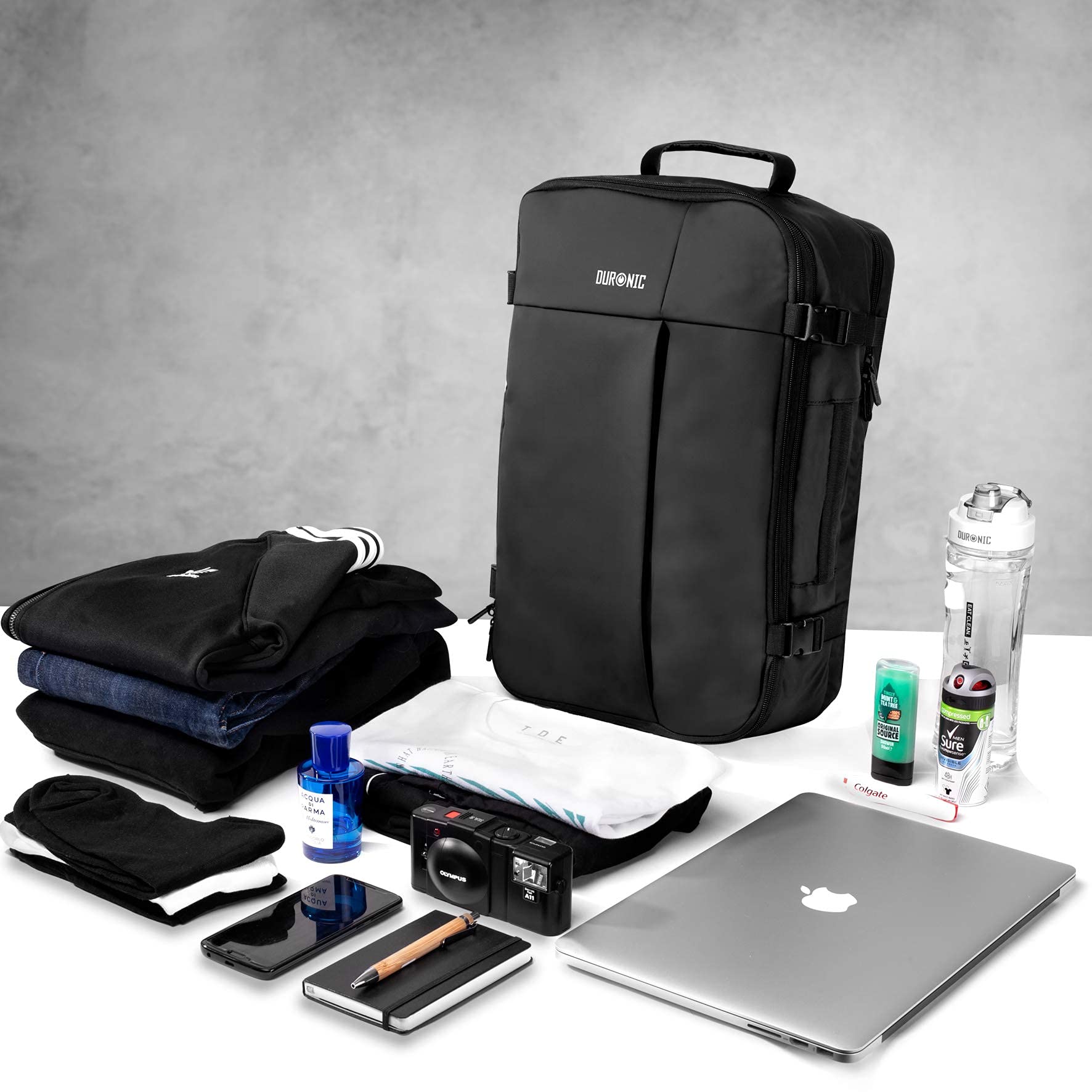 Duronic LB26 Water Resistant Laptop Backpack - 17 Inch Padded Laptop Compartment for MacBook, Business Travel & Work - Airplane Cabin Approved Carry-On Rucksack for Commuters & Students