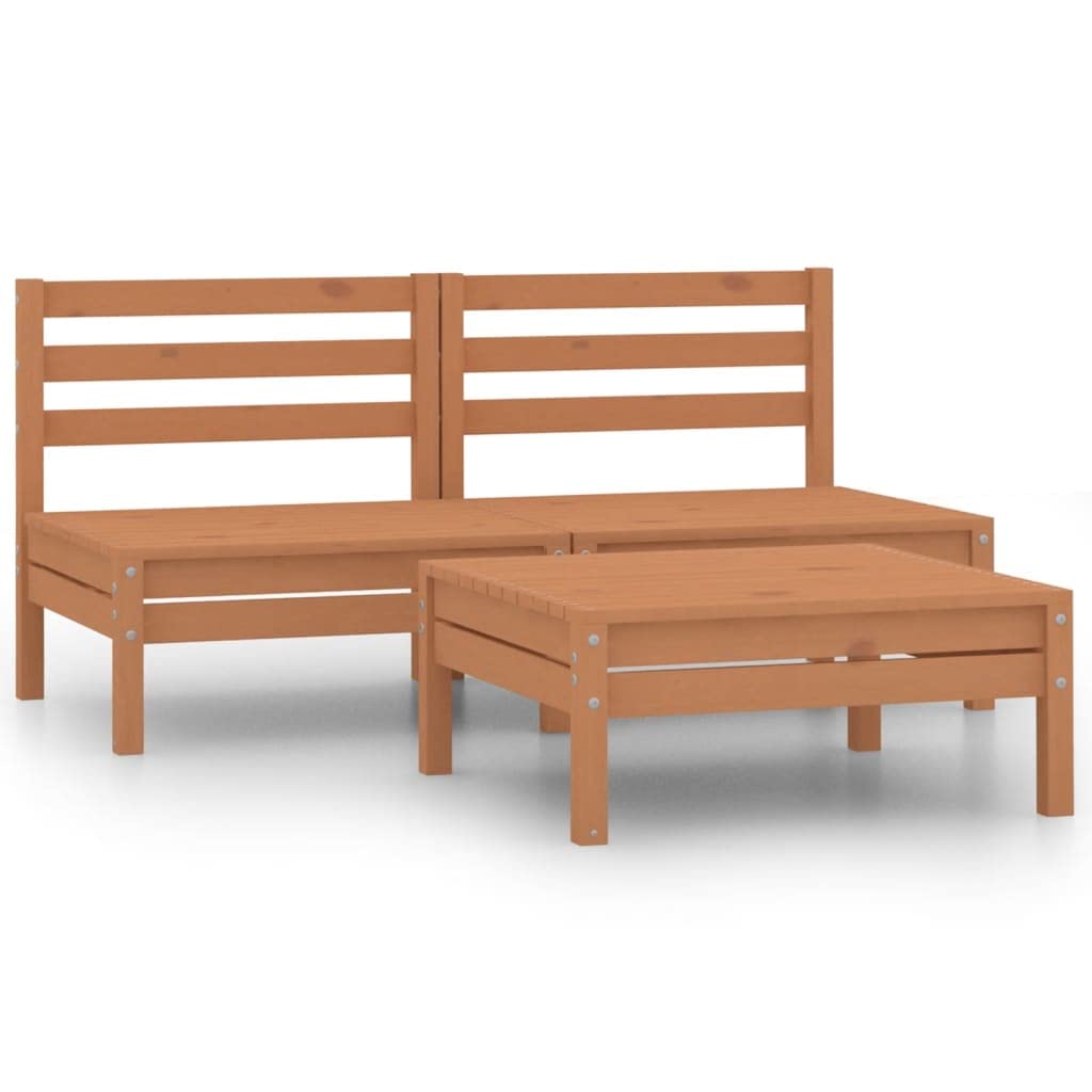 3-Piece Patio Lounge Set - All-Weather Resistant Outdoor Furniture for Terrace, Deck, Balcony, Garden & Lawn - Solid Pinewood in Honey Brown - Perfect for Relaxing, Entertaining & Outdoor Dining