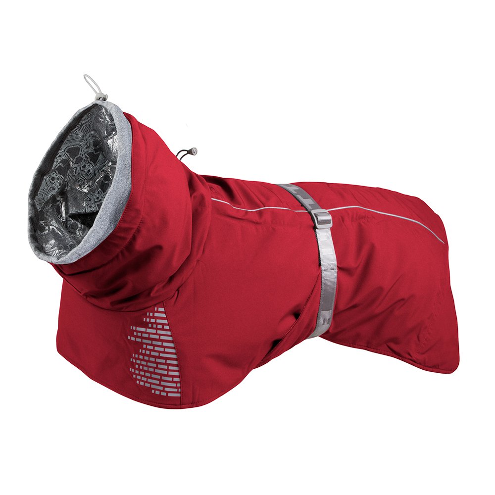 Hurtta Extreme Warmer 2 Winter Dog Coat - Insulated Waterproof Dog Jacket for Cold Weather, Reflective Safety Vest, Size 24 inch (60cm) in Lingon Red - Perfect for Winter Walks, Hiking & Outdoor Adventures
