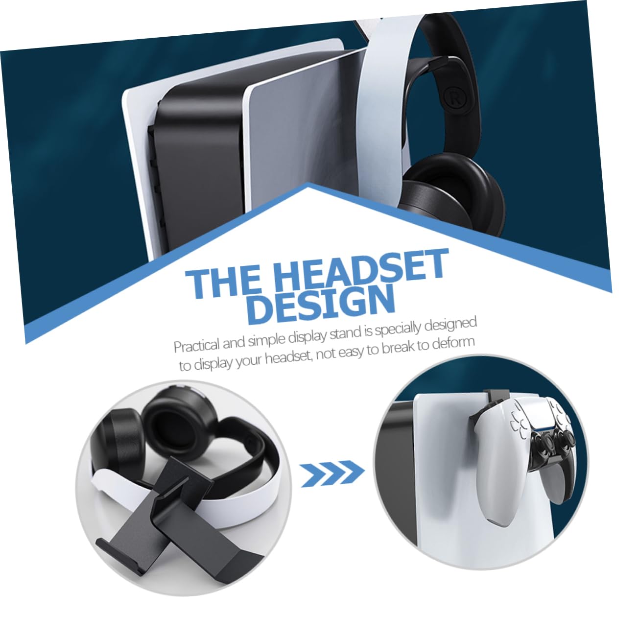 BUGUUYO 3-Piece Wall Mount Headphone Stand Holder - Space-Saving Headset Hanger Rack for Gaming, Office & Home Organization - Easy to Assemble Headphone Storage Solution