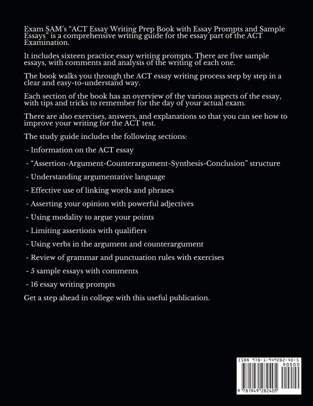 ACT Test Prep Book - Essay Writing Guide with Prompts & Sample Essays for High School Students | Study Guide for College Admission & Exam Success