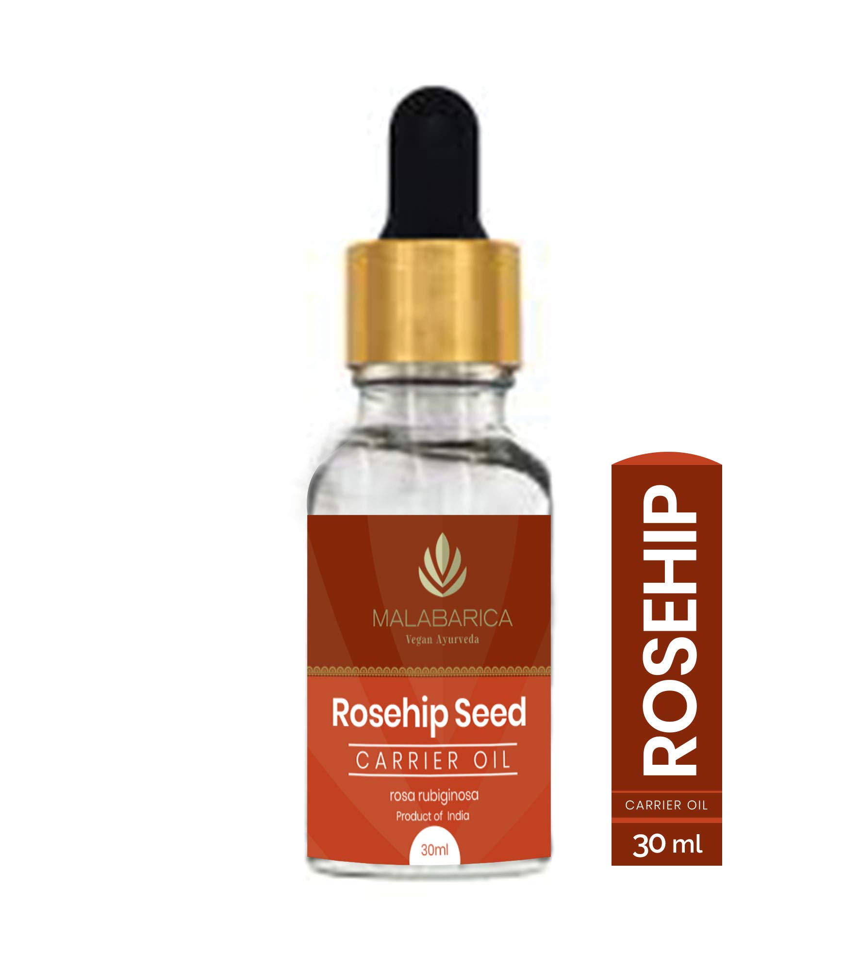 Organic Rosehip Seed Carrier Oil (Rosa Rubiginosa) - 100% Pure Cold Pressed Vegan Ayurvedic Oil - 30ml - For Face, Hair & Skin Care - Anti-Aging & Moisturizing Treatment
