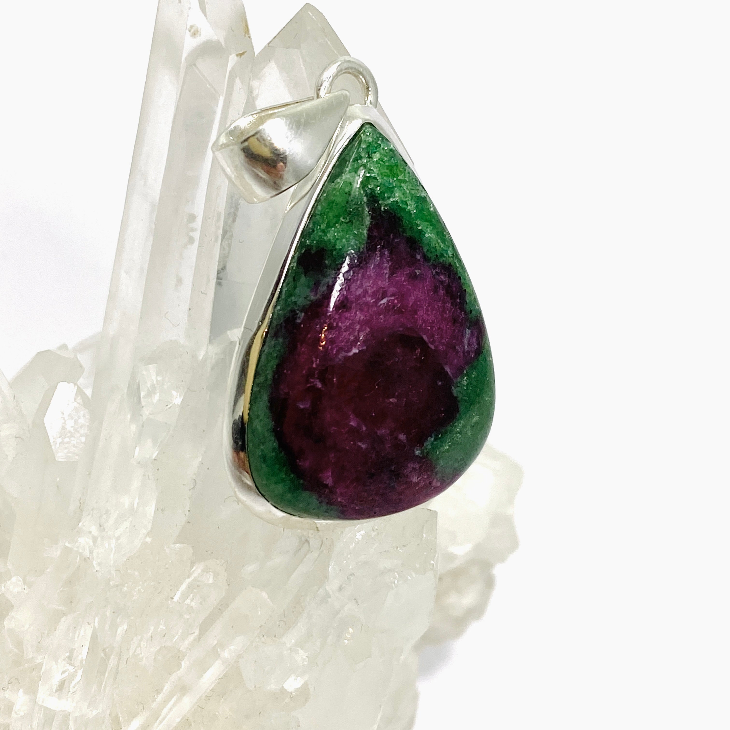 Natural Ruby Zoisite Teardrop Cabochon Pendant - 10mm Healing Crystal Jewelry for Meditation & Energy Work | Handmade Gemstone Necklace for Spiritual Healing & Chakra Balancing