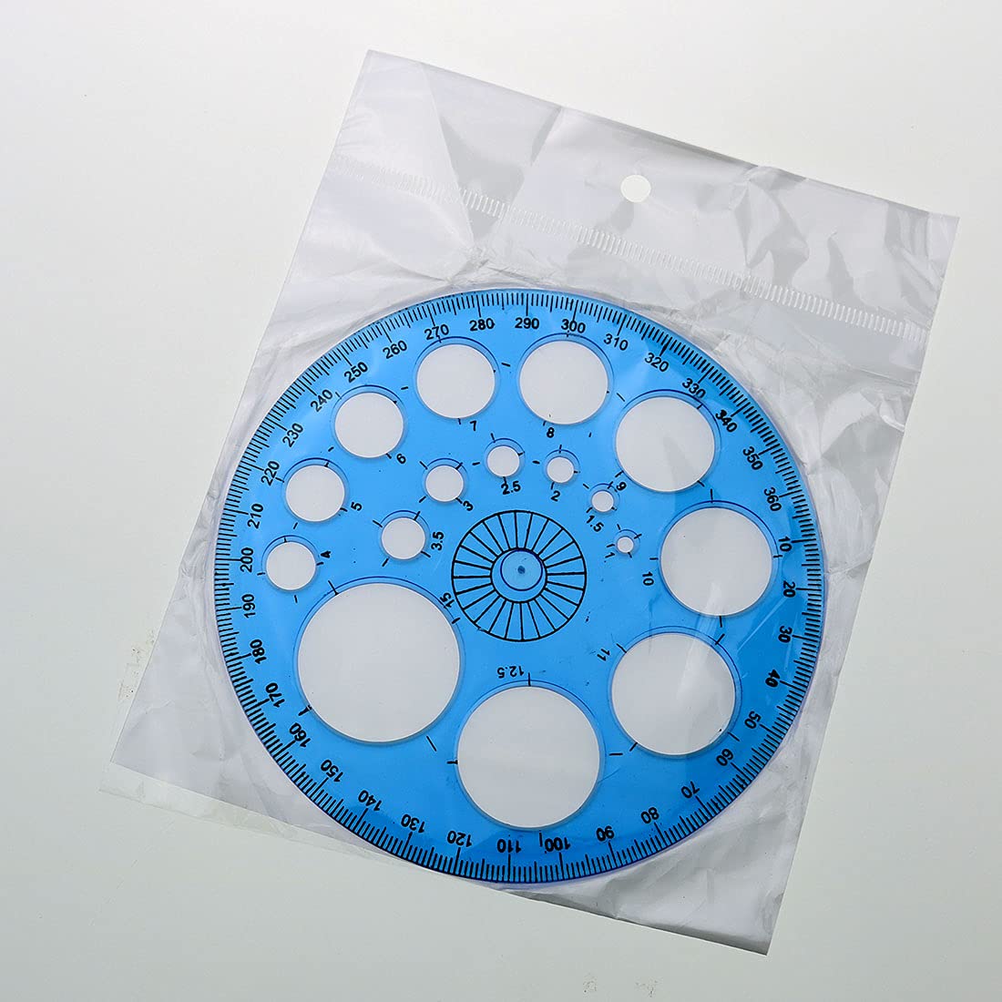 360 Degree Circular Protractor Ruler - 2 Pack Plastic Circle Maker Template, 15cm Blue - Perfect for Geometry, Art Projects & DIY Crafts