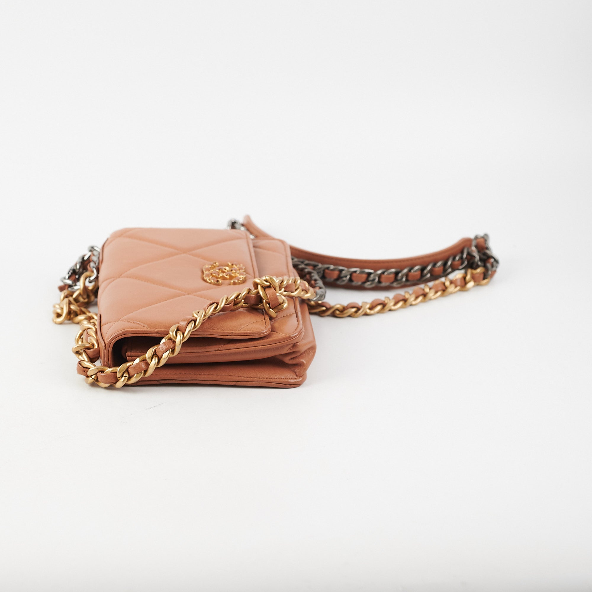 Chanel 19 Wallet on Chain WOC Lambskin Leather Crossbody Bag in Caramel - Perfect for Everyday Use, Date Night & Special Occasions