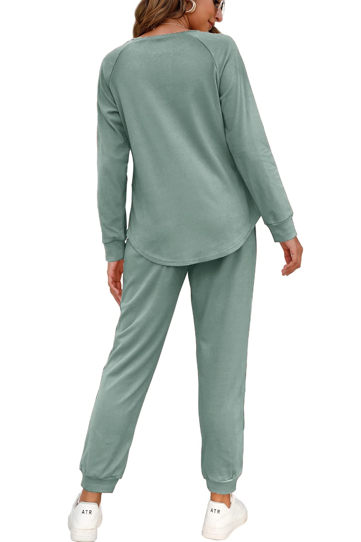 WIHOLL Women's 2-Piece Lounge Set - Button Down Sweatshirt & Sweatpants Outfit with Pockets | Comfy Casual Wear for Home, Travel & Relaxation
