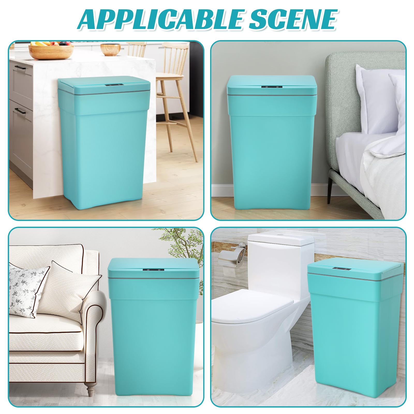 **DKeli 13 Gallon Automatic Touchless Trash Can with Lid – Sensor Kitchen Garbage Bin for Bathroom, Bedroom, Home & Office – High-Capacity 50L Plastic Waste Bin (Blue) – Ideal for Hands-Free Hygiene & Modern Spaces**