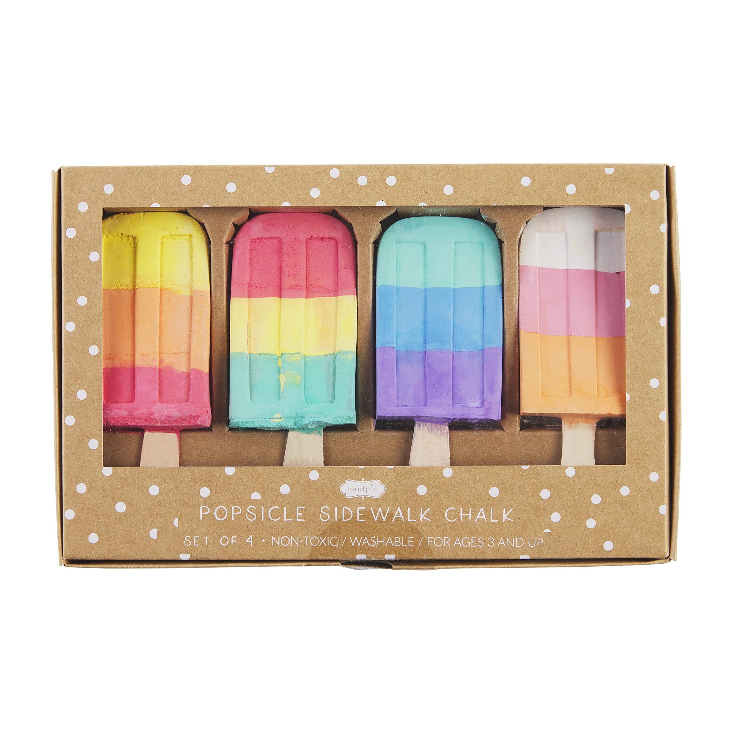 Mud Pie Kids Sidewalk Chalk Set - 24 Vibrant Popsicle-Shaped Chalks for Outdoor Fun, Birthday Gifts & Creative Play | Non-Toxic, Washable Art Supplies for Toddlers & Children