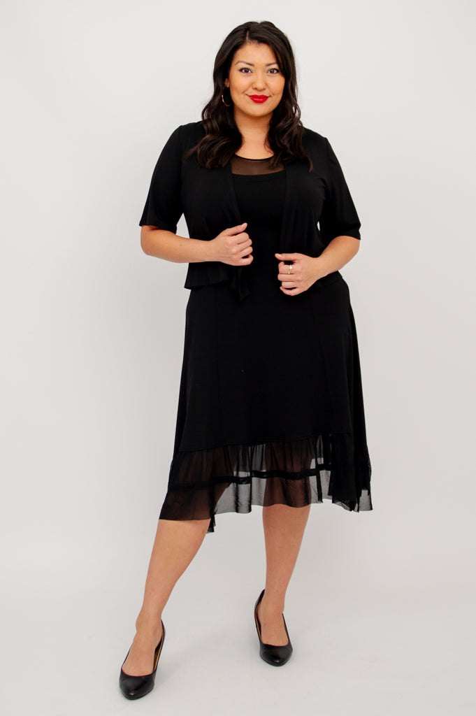 Danube Dress - Black Bamboo Fabric Women's Summer Dress for Casual Wear, Beach Outings, and Date Nights